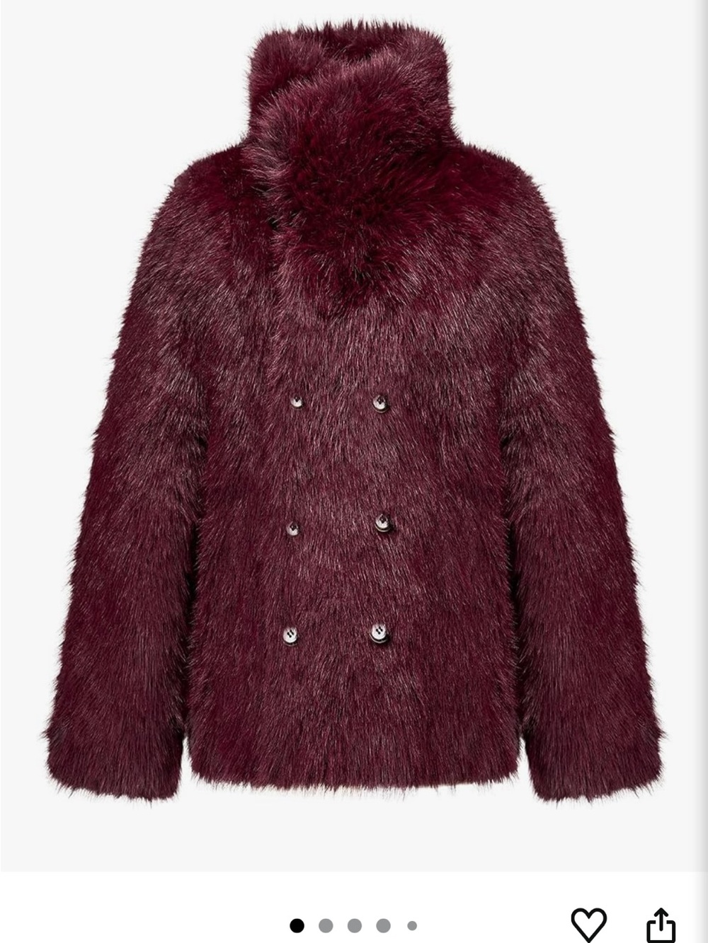 Reversible Double-Breasted Faux Fur Teddy Jacket in Burgundy